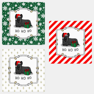 Etiquetas Navidades Santa Claus Gorra Skye Terrier (negro)