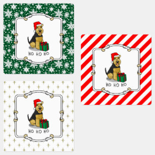 Etiquetas Navidades Santa Claus Gorra Welsh Terrier Dog Cute