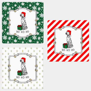 Etiquetas Navidades Santa Hat Dalmatian Dog (negro 1) Cute