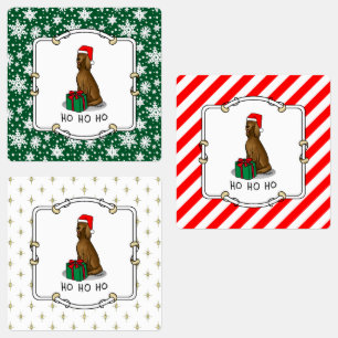 Etiquetas Navidades Santa Hat Irish Setter Dog (rojo 1)