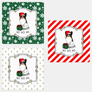 Etiquetas Navidades Santa Hat Papillon (tricolor) Perro Cute