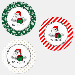 Etiquetas Navidades Santa Hat Perro maltés Cute gracioso