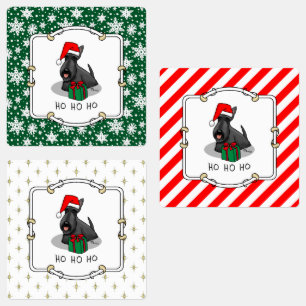 Etiquetas Navidades Santa Hat Scottish Terrier (negro)