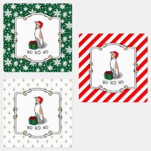 Etiquetas Navidades Santa Hat Whippet Dog Fawn & white Cute