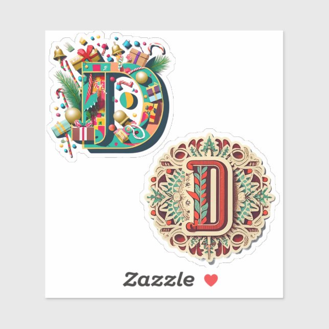 Etiquetas navideñas de la letra D (Hoja)