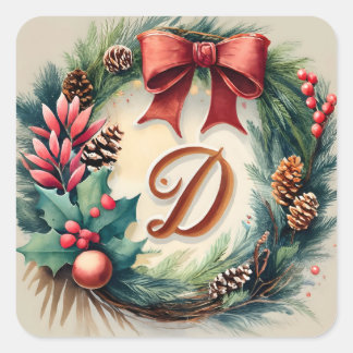 Etiquetas navideñas de la letra D