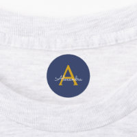 Navy Blue Gold Modern Script Girly Monograma Nombr