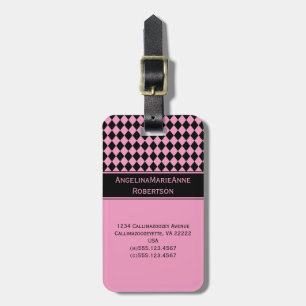 Etiquetas negras rosadas femeninas del modelo del