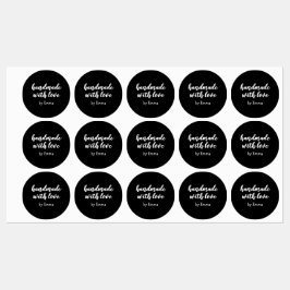Etiquetas Negro Personalizado Hecho a Mano con Amor Minimali