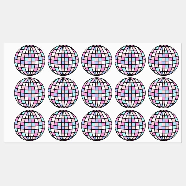 Etiquetas Neon Groovy Disco Ball (Hoja)