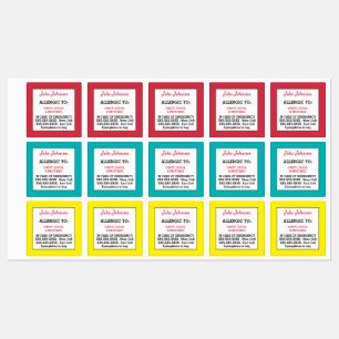 Etiquetas Niños con Alerta Médica Alertar Alergia Escolar Cu