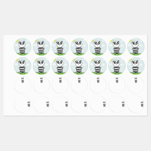 Etiquetas Niños Panda (Hoja)