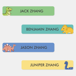 Etiquetas Niños personalizados de dinosaurios cutáneos nombr