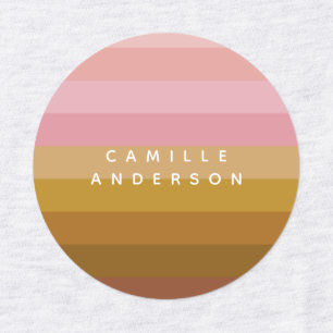 Etiquetas Nombre de franjas geométricas de boho rosa y terr