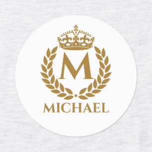 Etiquetas Nombre de la Corona Dorada del Rey Real Vintage Ne