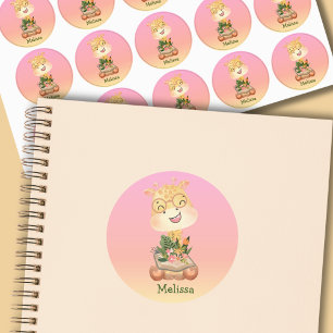 Etiquetas Nombre de la jirafa de flores rosadas del Pastel