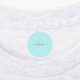 Etiquetas Nombre de Monograma del Guión Azul Verde azulado M