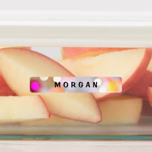 Etiquetas Nombre DIY, negro sobre fondo de círculo colorido 