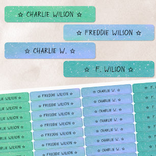 Etiquetas Nombre impermeable de color azul verde degradado