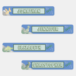 Etiquetas Nombre impermeable de dinosaurio lindo Set 1 Azul 