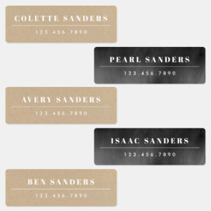 Etiquetas Nombre impermeable neutro de Kraft & Chalkboard