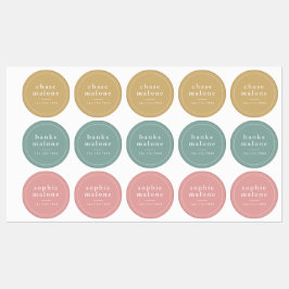 Etiquetas Nombre moderno y número de teléfono impermeable