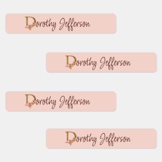 Etiquetas Nombre personalizado Blush Rosas Rosadas Hoja de O