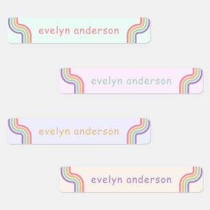 Etiquetas Nombre personalizado colorido retro divertido impe