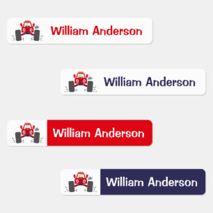 Etiquetas Nombre personalizado del camión de monstruos rojos