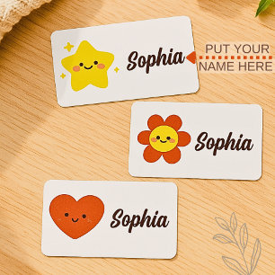 Etiquetas Nombre personalizado del Corazón de Flor de Estrel