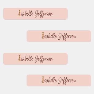 Etiquetas Nombre personalizado letra I Lámina de oro rosas r