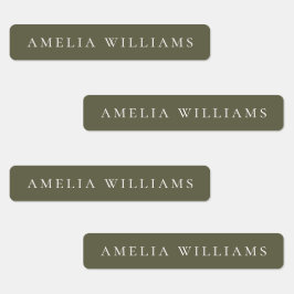 Etiquetas Nombre personalizado minimalista en verde oliva