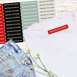 Etiquetas Nombre personalizado moderno rojo negro salvia mar