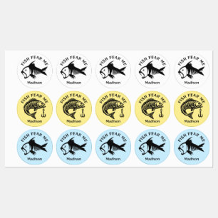 Etiquetas Nombre personalizado, texto y peces de color