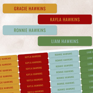 Etiquetas Nombre retro de los niños con código de color prim