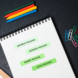 Etiquetas Nombre simple de niños de paleta verde pastel