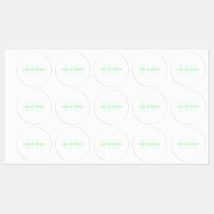 Etiquetas Nombre y monograma modernos Verde y blanco