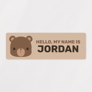 Etiquetas Oso marrón lindo con nombre personalizado