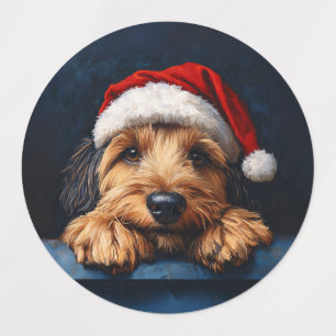 Etiquetas Otterhound con sombrero de Santa