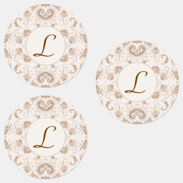 Etiquetas Paisley en la estética beige moderna Tan Brown Ini (Grupo)