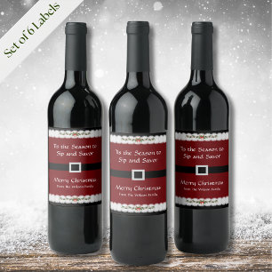 Etiquetas para Botella de Vino de Navidad Cinturón