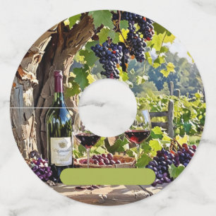 Etiquetas para copas de vino con estampado de viñe