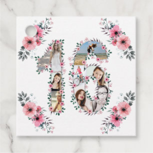 Etiquetas Para Recuerdos 16.º Chica Collage de fotos de cumpleaños Flor ros