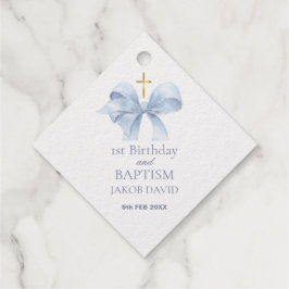 Etiquetas Para Recuerdos 1.ᵉʳ cumpleaños y bautismo niños Blue Bow Gracias