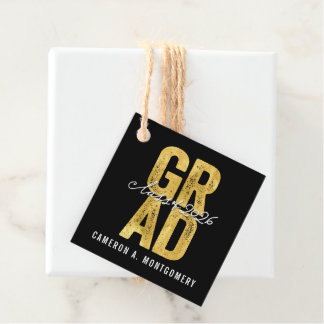 Etiquetas Para Recuerdos 2026 Bold GRAD Gold Typography Graduation Party