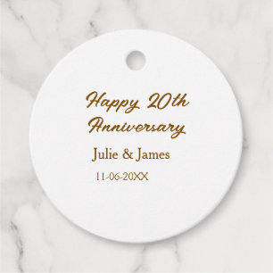 Etiquetas Para Recuerdos 20 aniversario feliz dorado marrón nombre datsimpl