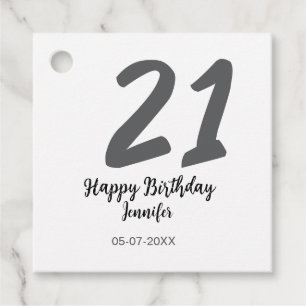 Etiquetas Para Recuerdos 21 cumpleaños añadir nombre fecha año negro planti