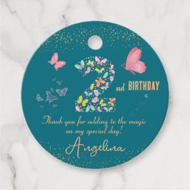 Etiquetas Para Recuerdos 2.º cumpleaños "Besos de mariposa y deseos agradec
