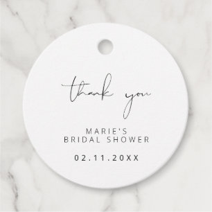 Etiquetas Para Recuerdos 2x2in Elegante caligrafía Bridal Shower gracias