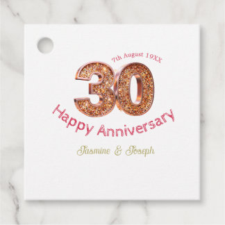 Etiquetas Para Recuerdos 30º Feliz aniversario Dorado Metálico agregar nomb